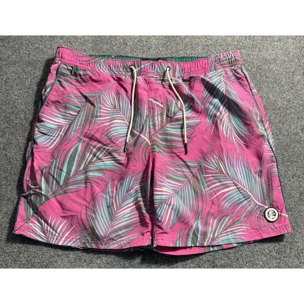 Scotch & Soda Swim Shorts Large Lined Pink Tropical Print Draw String